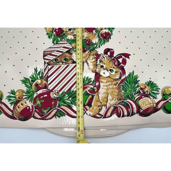 Vintage Town & Country Linen Vinyl Placemats Christmas Kittens Set of 6 - Picture 3 of 5